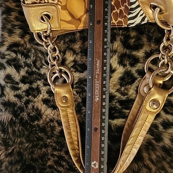 Kathy Van Zeeland Brown and Gold Shoulder Bag with Eye-Catching Design - Picture 10 of 10